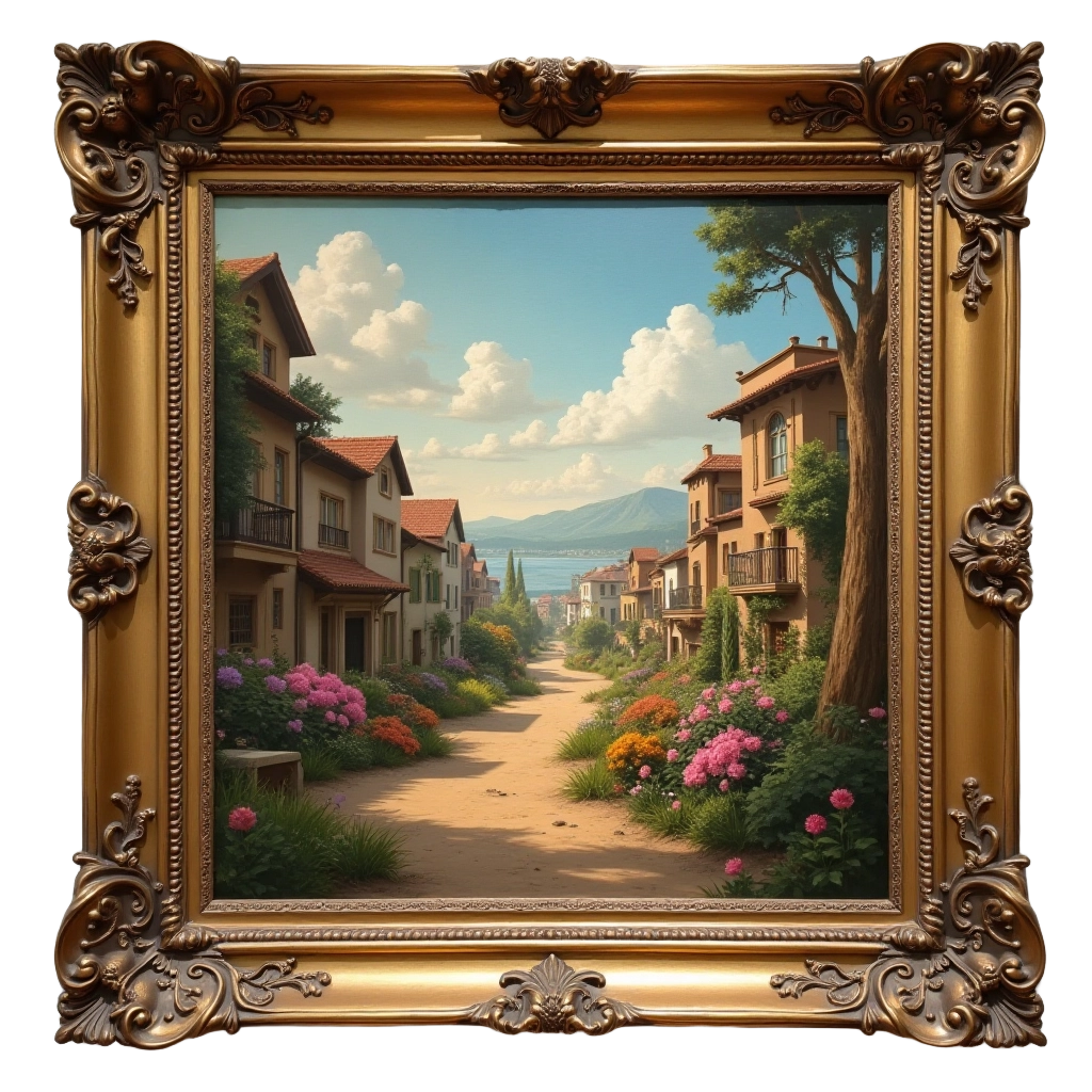 Sunlit Village Path